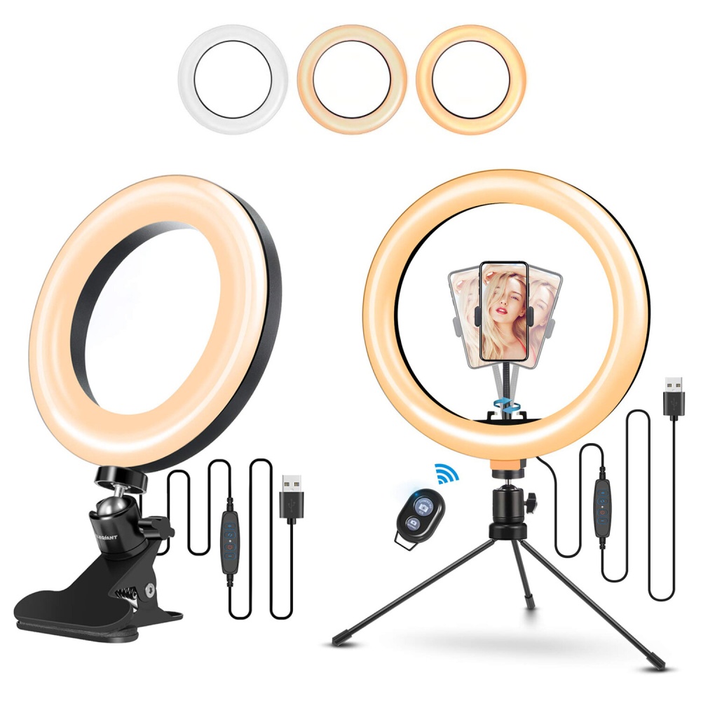 ELEGIANT EGL-02S 10 inch 3 Color Modes Dimmable LED Ring Full Light Tripod Stand Live Selfie Holder with Remote Control for YouTube Tiktok VK Vlog Ma - Image 2