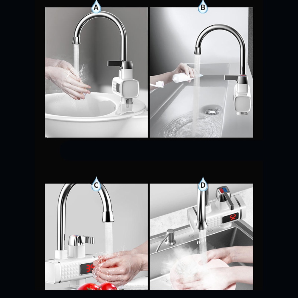 3000W 220V Electric Faucet Instant Tap Heater Rapid Heat Hot Water With Display - B - Image 2