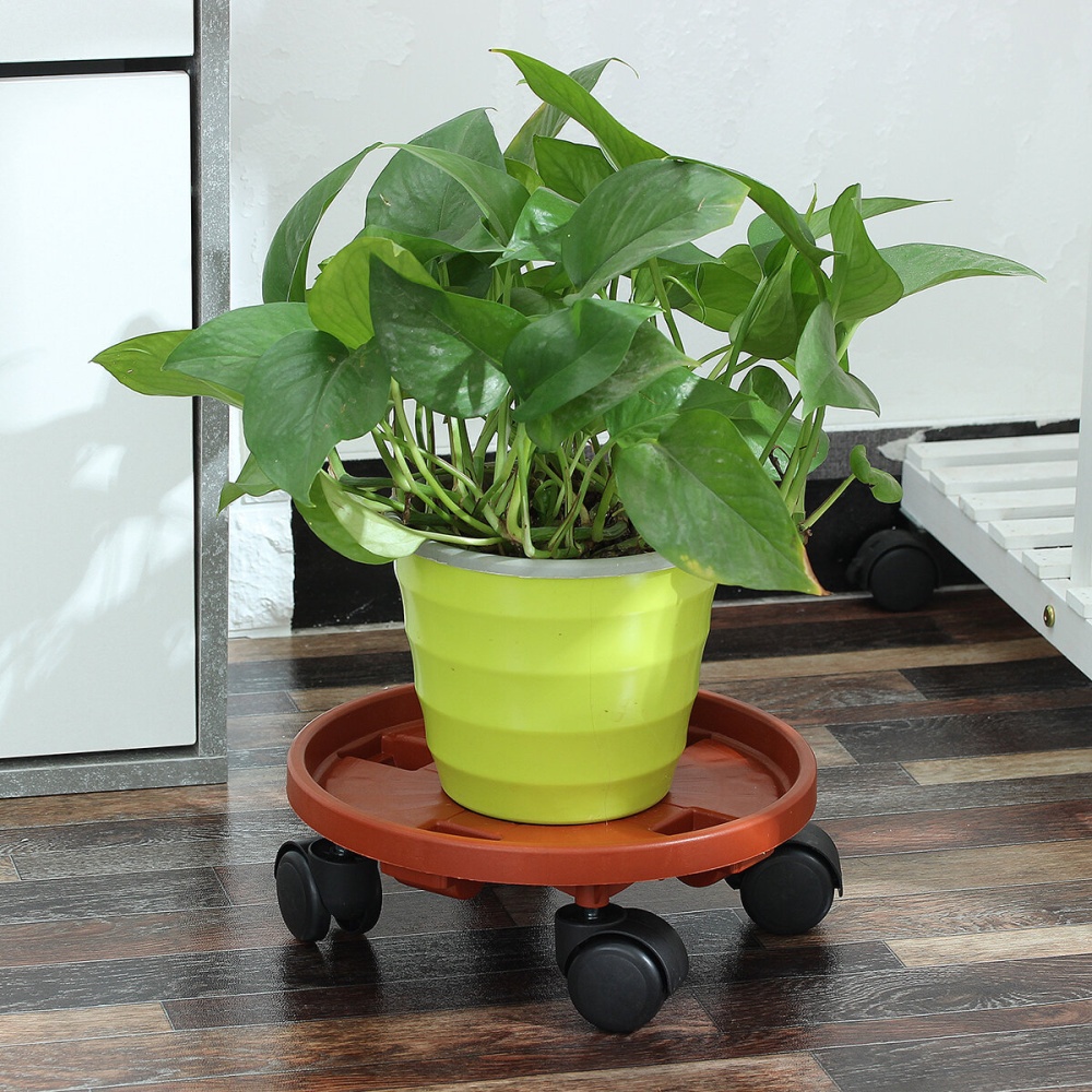 Flower Pot Rack Holder PP Plant Caddy Round Potted Garden Plant Stand With Wheels - #5 - Image 2