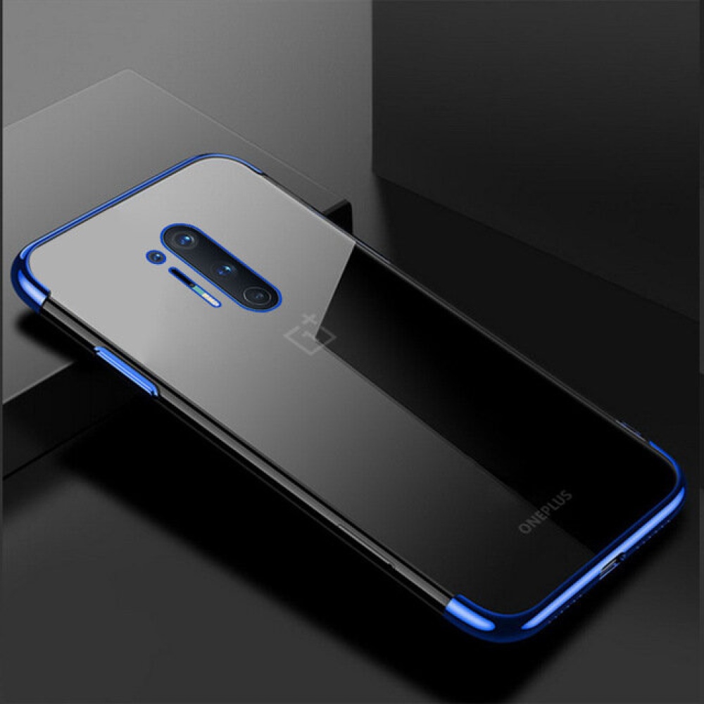 for OnePlus 8 Pro Plating Shockproof Non-Yellow Transparent Soft TPU Protective Case - Silver - Image 2