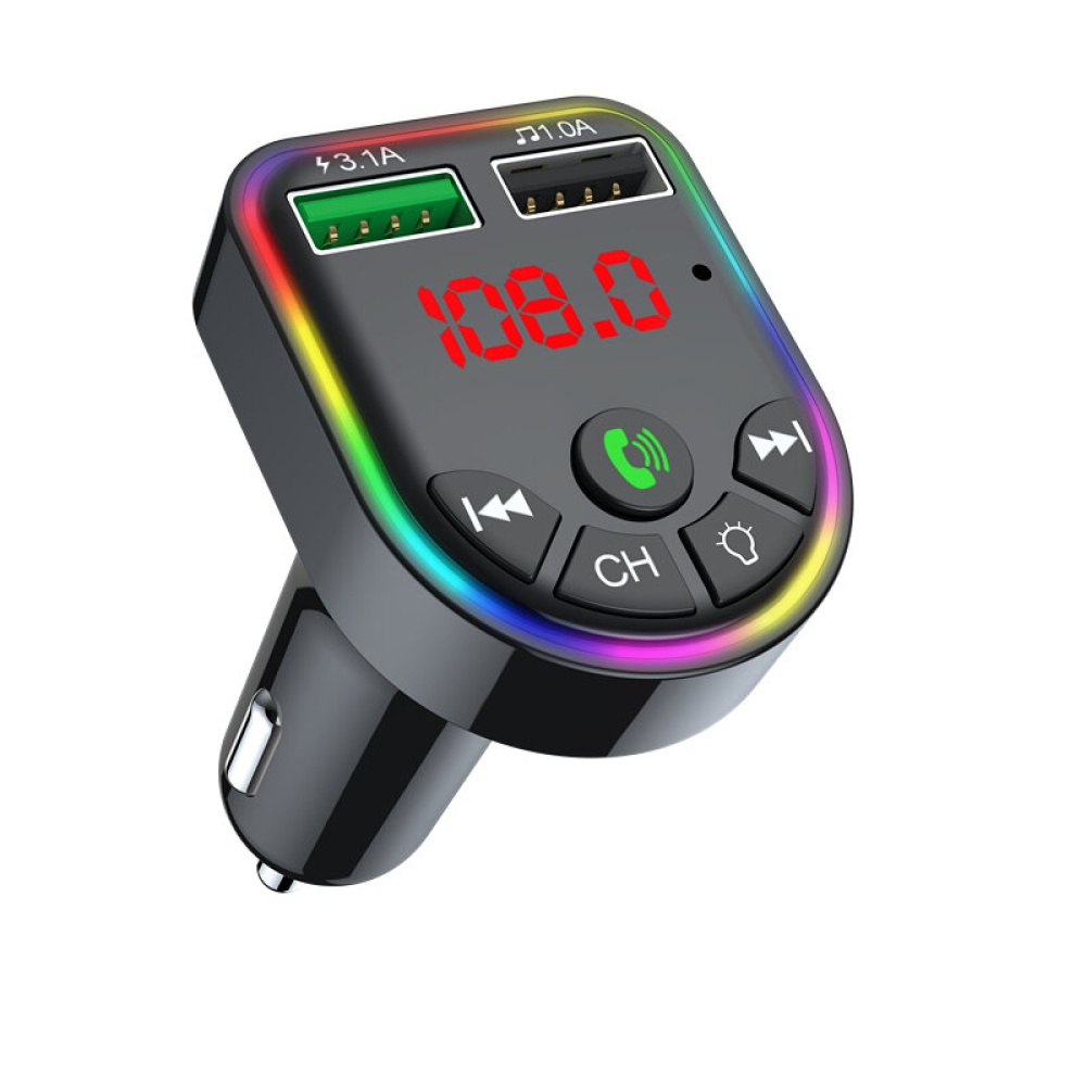 bluetooth V5.0 FM Transmitter Dual USB Car Charger 7 Colors RGB Backlit Light LED Digital Display Wireless Radio Adapter HiFi Music Play Car Kit Wit - Image 2