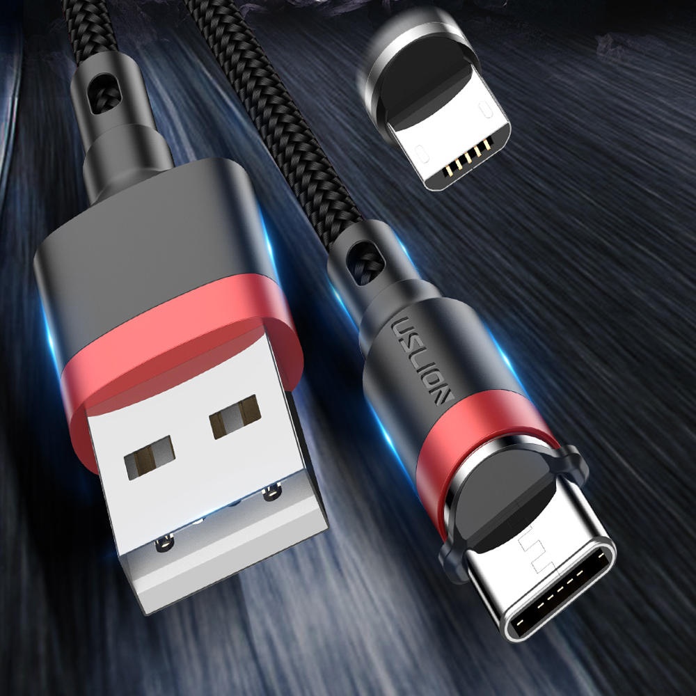 USLION 3A Quick Charging Micro USB Type C Fast Charging Magnetic Data Cable For Huawe P30 Pro Mate 30 Mi9 9Pro K20 Pro K30 S10+ - Red Type-C - Image 2