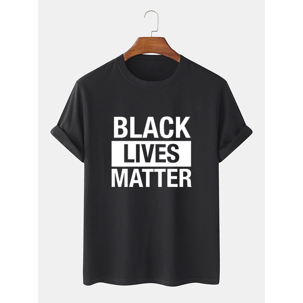 Black Lives Matter Slogan Shirts 100% Cotton Short Sleeve Tees T-shirts - Black S