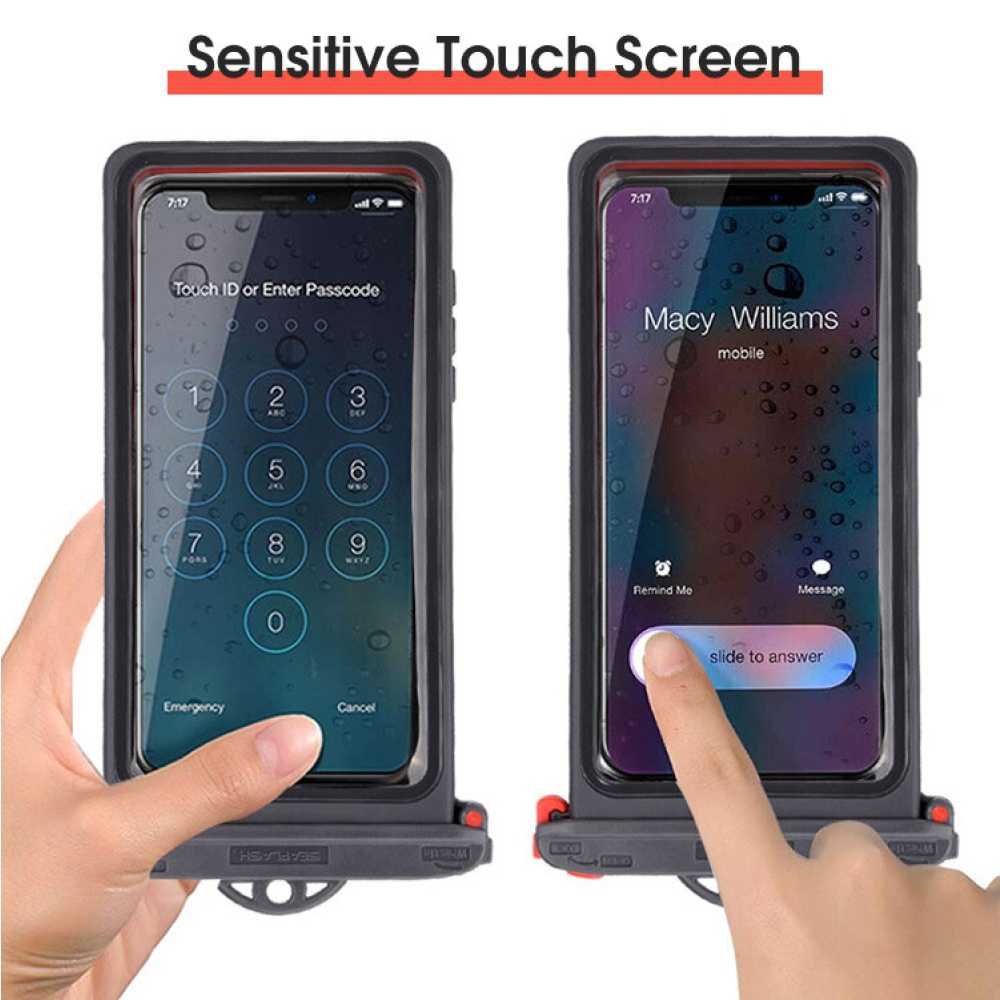 Universal Touch Screen IPX8 Waterproof Phone Case Pouch Cover with HD Transparent TPU Window - Grey - Image 2