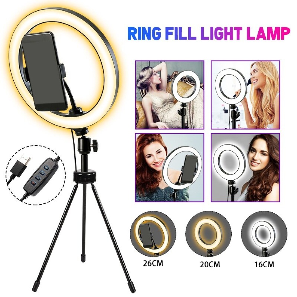 Ring Fill Light Lamp 12W Live Light USB Power Flat Ring Light LED Lamp with Phone Holder - 26cm - Image 2