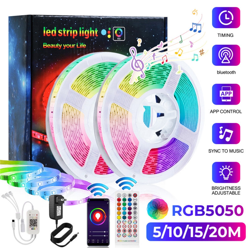 5/10/15/20M RGB LED Light Strip with 40Key Remote Control Cuttable Party  18LED/1M - 5M US Plug - Image 2