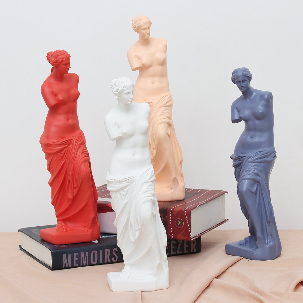 Scandinavian-Gypsum Figure Sculpture Venus David Statue Office Desk Surface Creative Decorations Mini Gypsum Statue - Purple - Image 2