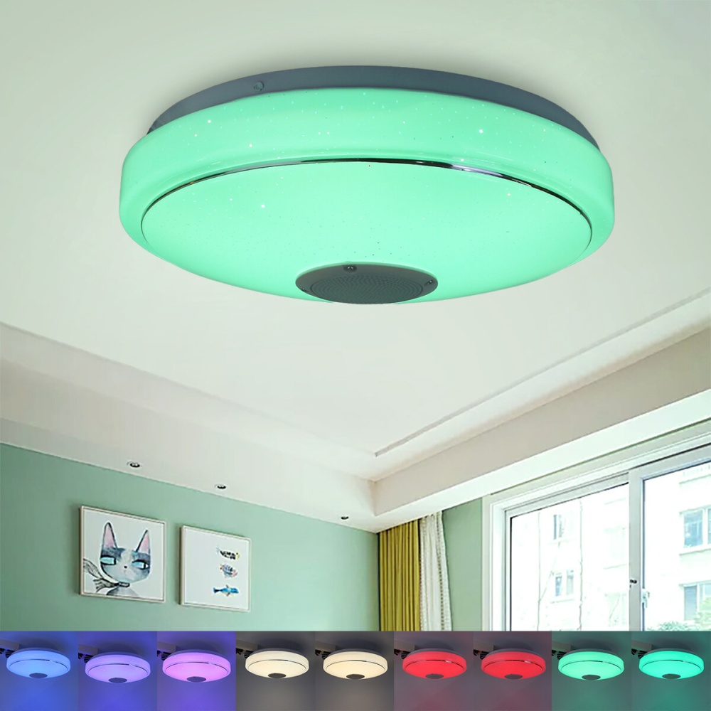 33/40cm Diameter Wifi Smart Bluetooth LED Ceiling Light RGB 3D Sound Music Speeker Dimmable Lamp APP Remote - 40cm - Image 2