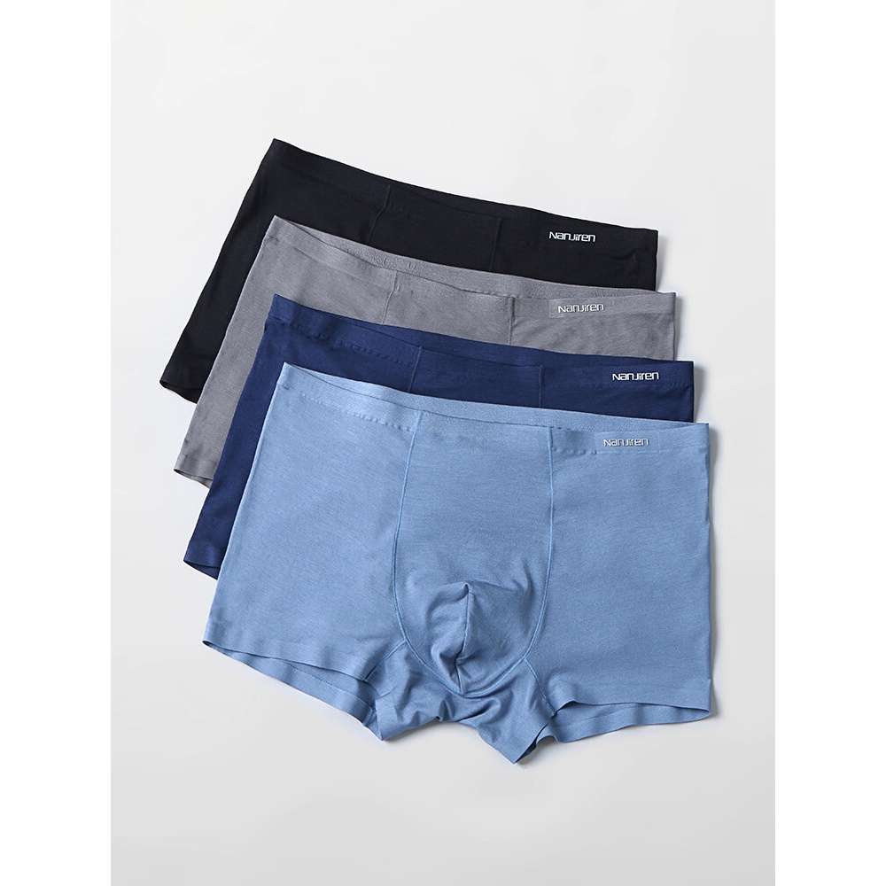 Mens Modal Ice Silk Traceless 4Pcs Breathable Thin Comfy Home Boxers Briefs - Graffiti 1 S