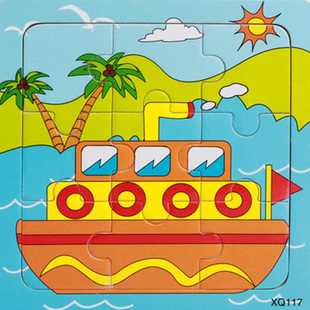 9 Slices Kids Wooden Vehicle Pattern Puzzles Jigsaw Baby Educational Learning Toy Fire truck - Image 2