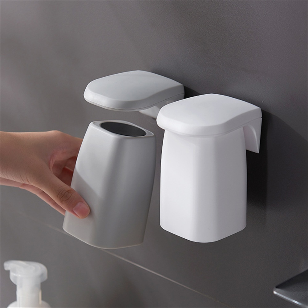 Wall-mounted Magnetic Mouthwash Cup Household Bathroom Accessories Gray - Image 2