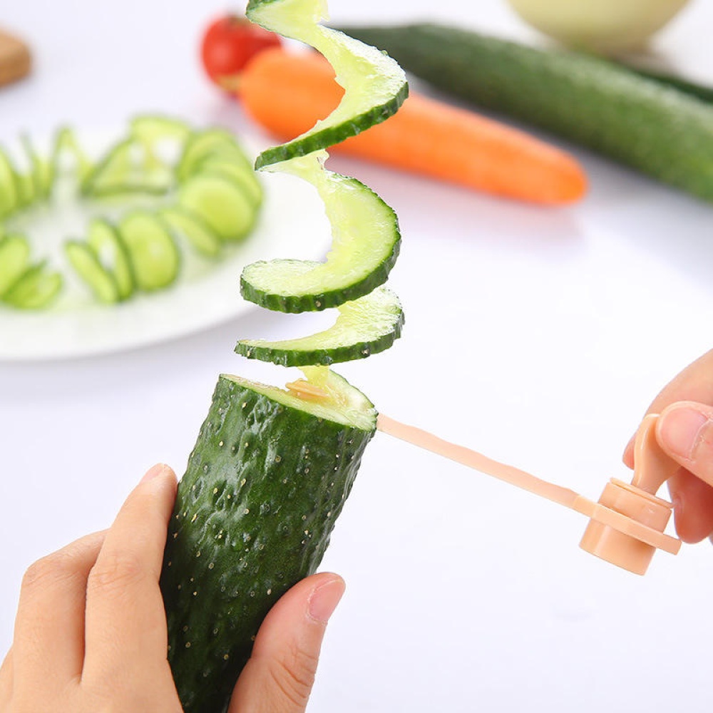 Plastic Vegetable Spiral Slicer Julienne Cutter Roll FlowerHand Cucumber Slicer Potato Roller Cutter - Green - Image 2