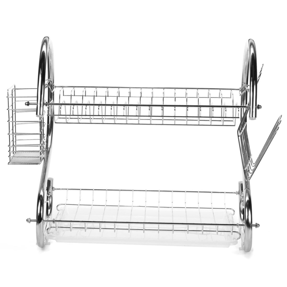 Multifunction 2 Tier Kitchen Dish Cutlery Drainer Rack Drip Tray Plate Holder Drain Shelf - Image 2