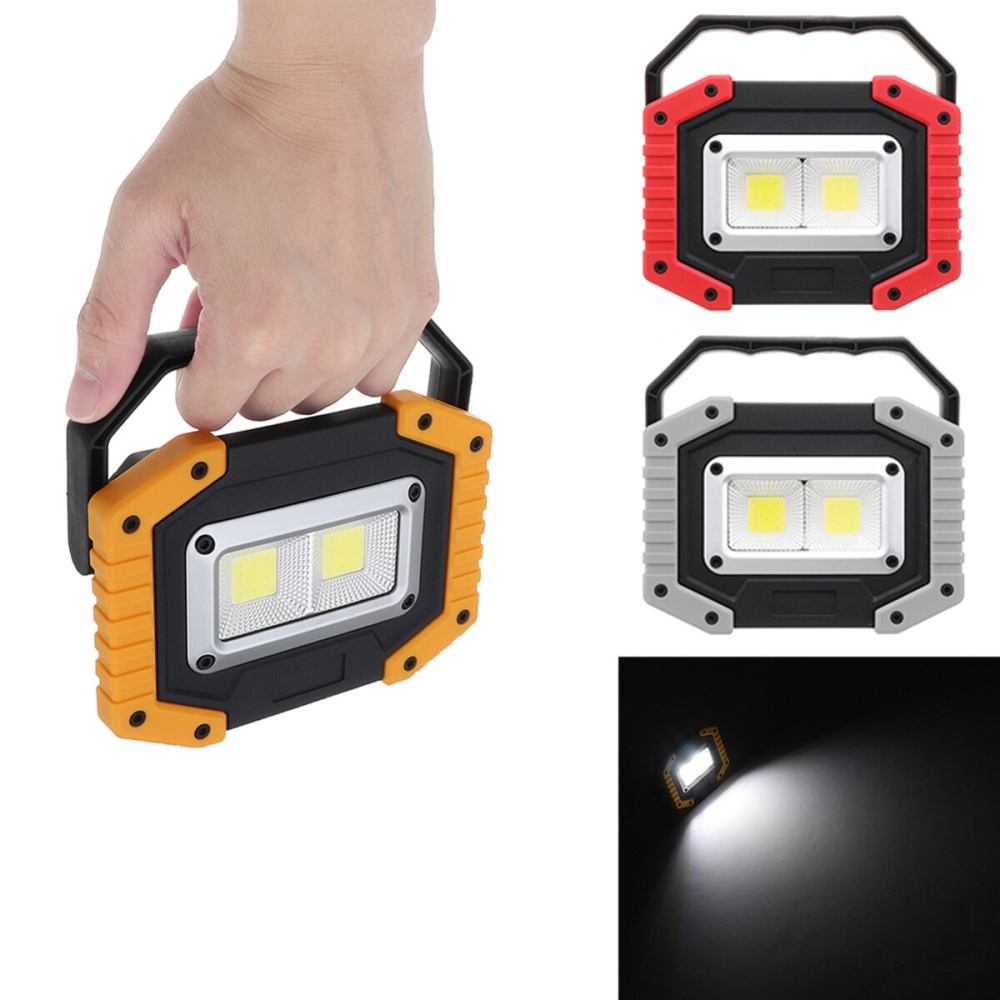 30W USB LED COB Outdoor 3 Modes Work Light Camping Emergency Lantern Flashlight Spotlight Searchlight Camping Light - Yellow+2 square leds - Image 2