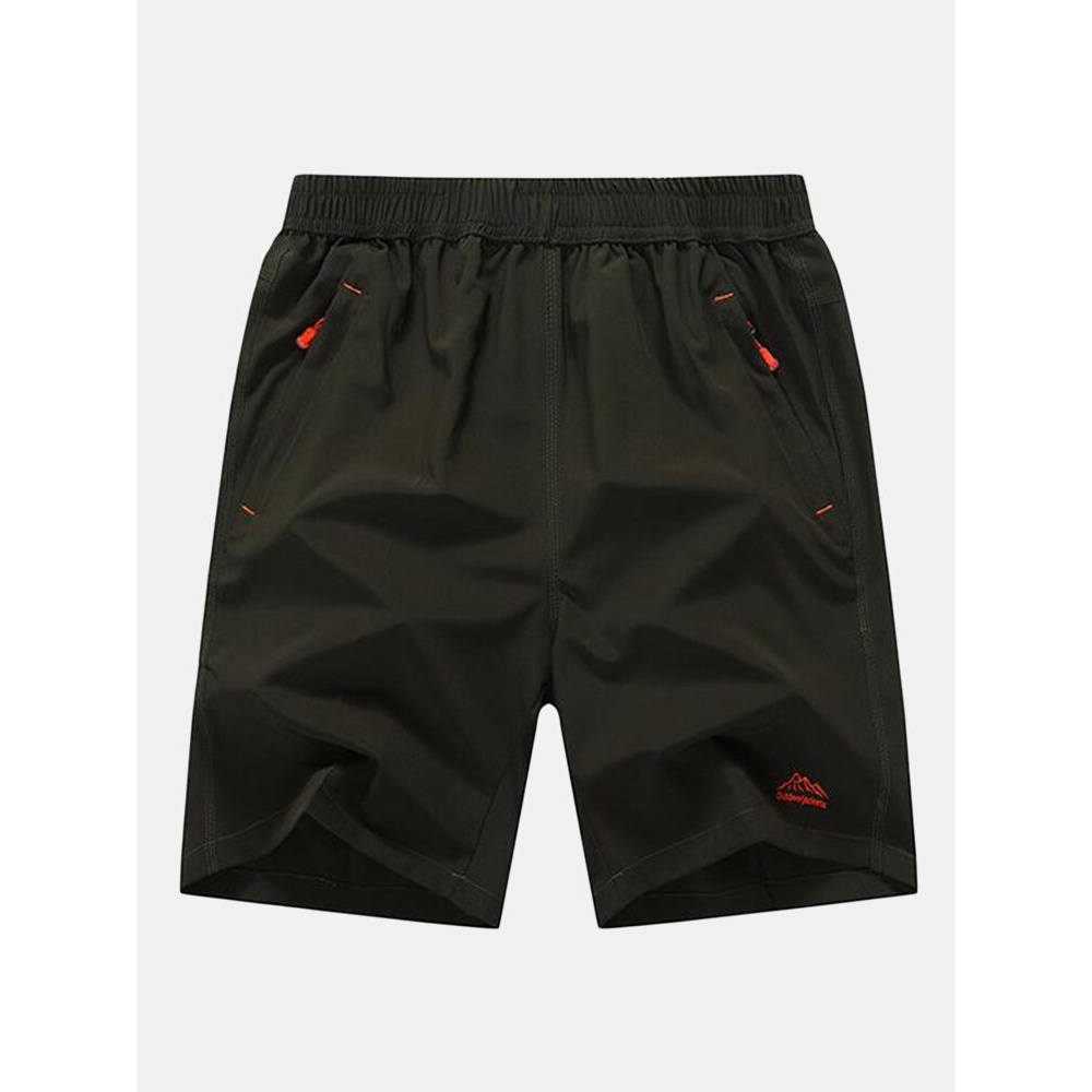 Mens Plus Size S-6XL Loose Casual Outdoor Solid Color Knee-length Sports Beach Shorts - 5XL Black