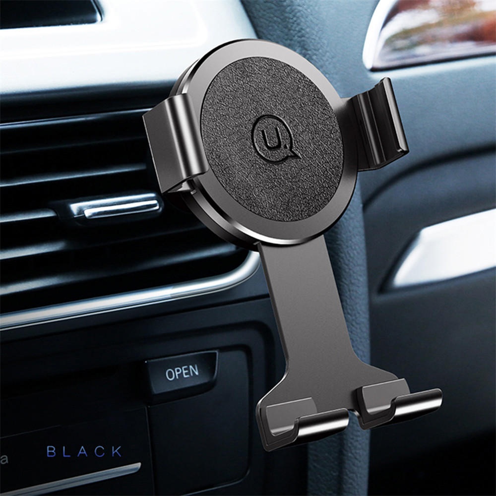 USAMS Metal Gravity Auto Lock Multi-angle Rotation Car Mount Holder for iPhone Xiaomi Mobile Phone - Red - Image 2