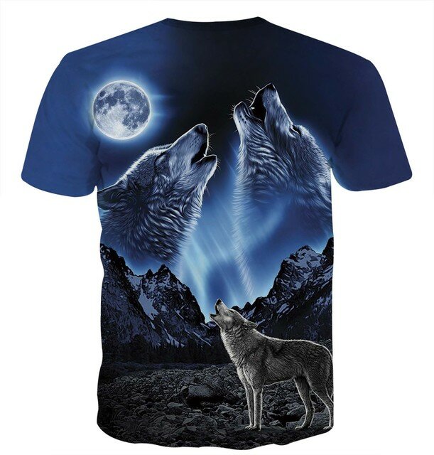 Men's Short-sleeved T-shirt Season New Print Wolf Head Round Neck European And American Style Large Size Casual Shirt - XXXL DK563# - Image 2