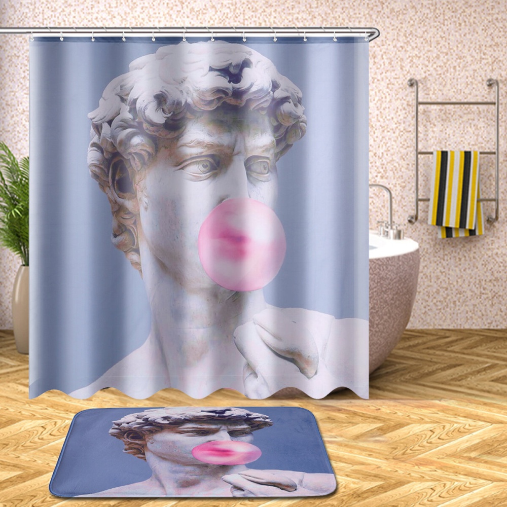 4 Pcs Waterproof Shower Curtain Polyester Set David Sculpture Bathroom for Home Shade - 2 - Image 2