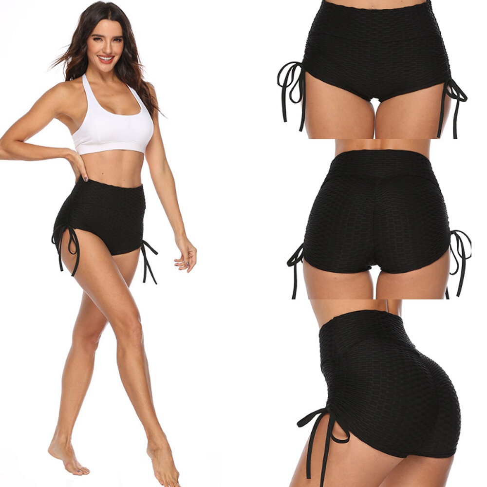 Women's High Waist Yoga Shorts Tummy Control Butt Lift High Elasticity Slim Sports Shorts Gym Workout Running Sports Activewear - Black M