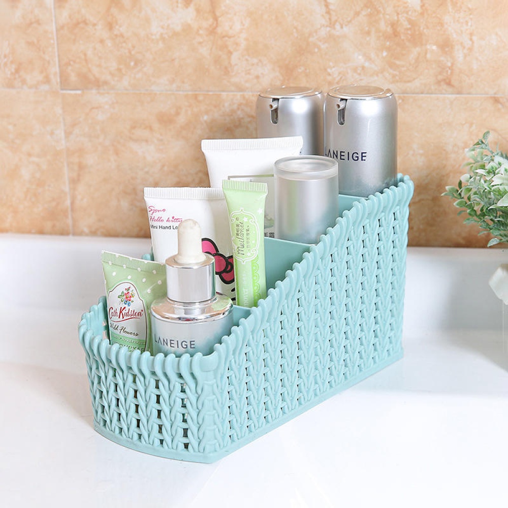 Cosmetic Storage Baskets Office Kitchen Desktop Storage Consolidation Box Parts Storge - Green - Image 2