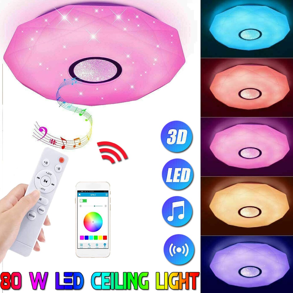 80W LED Acrylic Ceiling Light Decor Light 6000K Bluetooth Music Speaker Dimmable Lamp for Home Decoration - Image 2