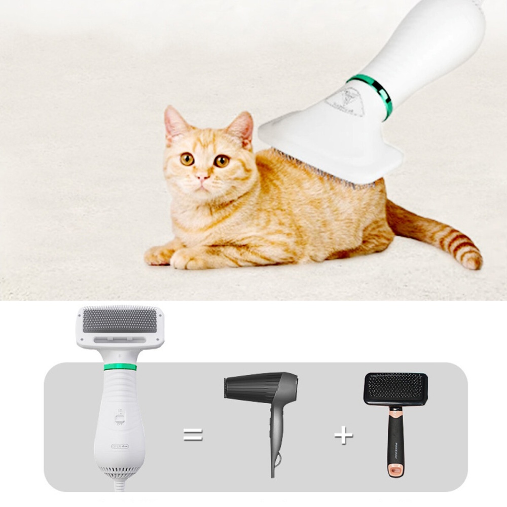 2 in 1 Pet Grooming Hair Dryer Blower with Slicker Slicker Brush Adjustable Temperature Low Noise for Cat Dog Pet Grooming Tool - US Plug - Image 2