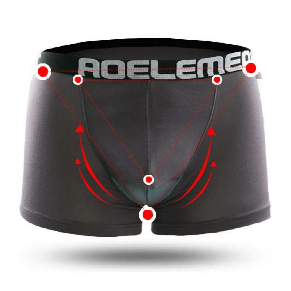 Mens Modal U Convex Separation Physiological Boxers Briefs Health Care Casual Underwear - S Black