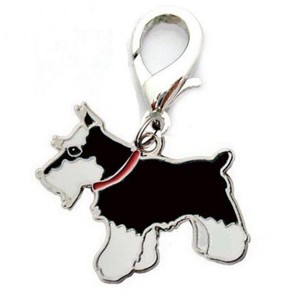 Metal Dog Key Chain Lovely Puppy Pendant Keyring Keychain Woman Bag Charm Gift Black schnauzer_2.5cm