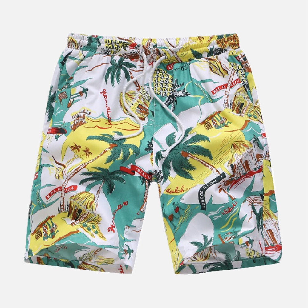 Mens Summer Beach Floral Printed Hawaiian Casual Shorts - 4XL #3 - Image 2