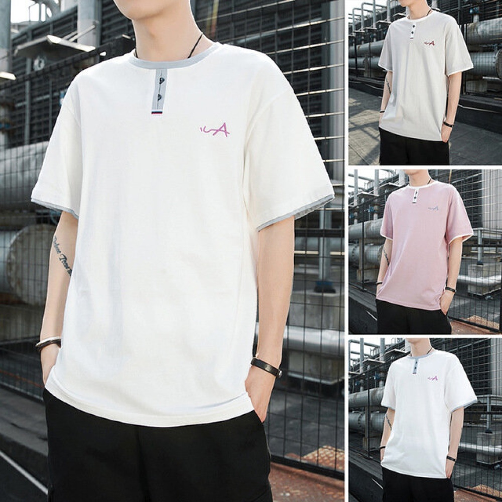 Men Cotton Short-sleeved T Shirts - 2XL Light Grey