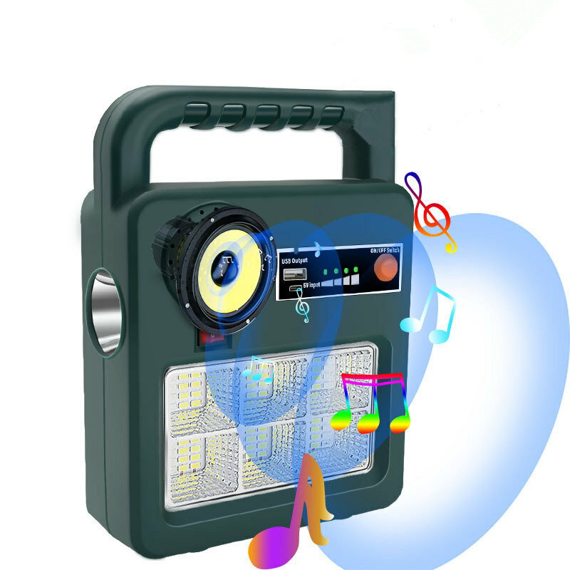 Portable 2000LM Solar Light USB Rechargeable Camping Light With bluetooth Speaker Solar Energy System Kit - Green