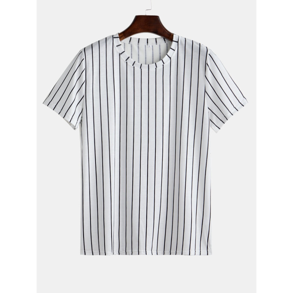 Foreign trade new men's short-sleeved striped round neck running sports T-shirt explosion models - 2XL Grey