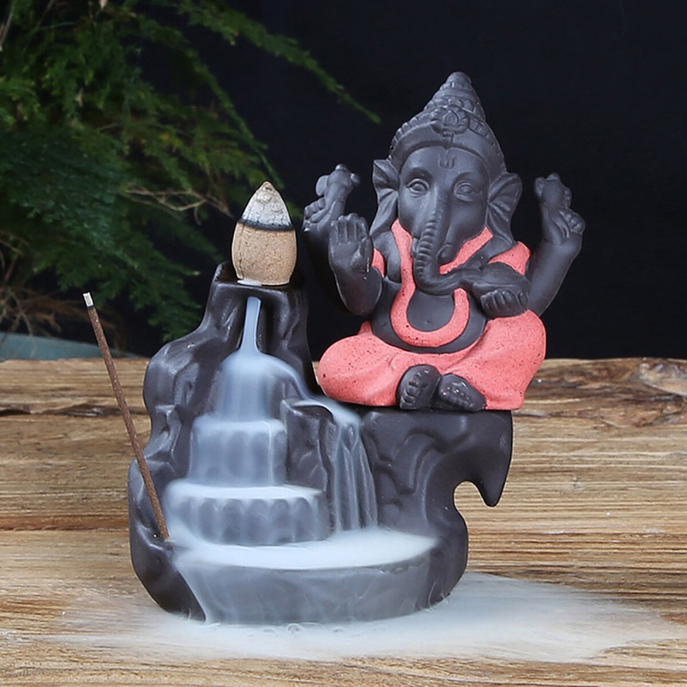 India Elephant God Ganesha Backflow Incense Burner Censer Holder Room Decor Gift - #3 - Image 2