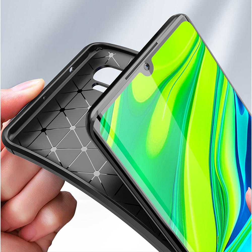 Luxury Carbon Fiber Shockproof Silicone Protective Case for Xiaomi Mi Note 10 / Xiaomi Mi Note 10 Pro / Xiaomi Mi CC9 Pro Non-original - Black - Image 2