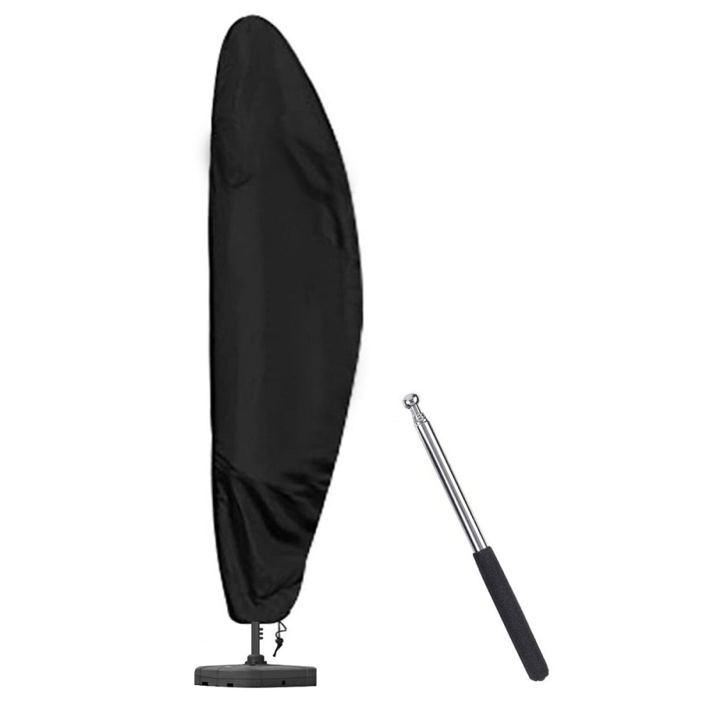 Umbrella Cover, Patio Waterproof Umbrella Cover 420D Oxford Fabric,for 110''(L) 32''(W) Outdoor Parasol Cover,with Zip and Telescopic Pole,Black - Image 2