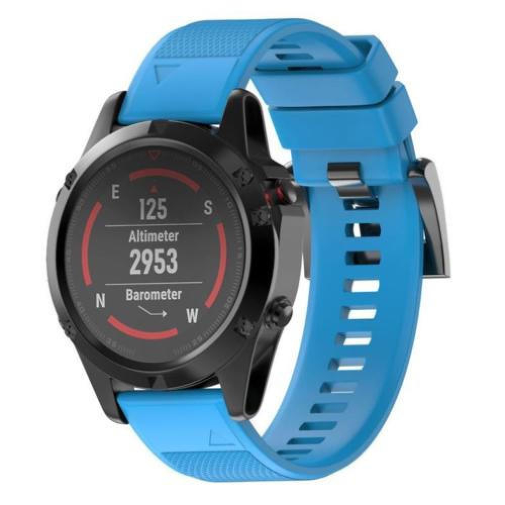 Silicone Strap Replacement Easy Fit Watch Band For Garmin Fenix5 - Sky Blue - Image 2