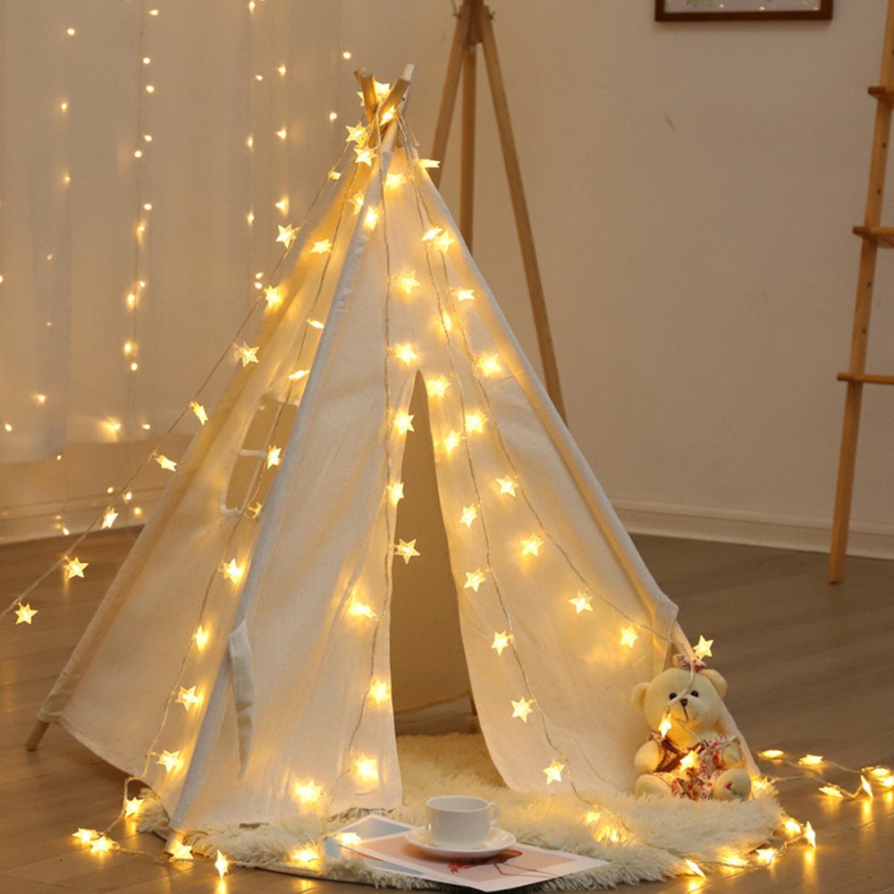 1.6M Large Teepee Tent Kids Cotton Canvas Pretend Play House Boy Girls Wigwam Gift - Green - Image 2