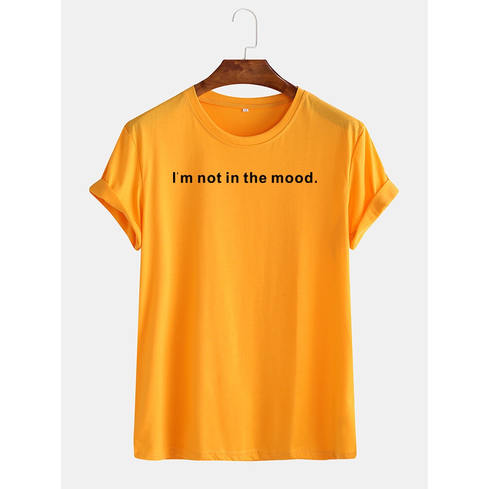 Mens Funny Slogan Print Breathable Round Neck Short Sleeve T-shirts - White S