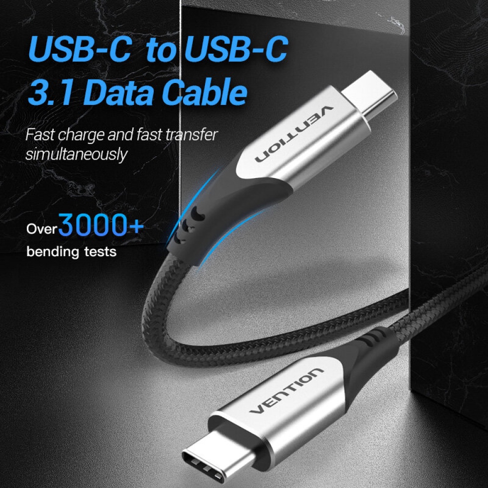 VENTION USB Type C to USB C Data Cable PD 60W Male to Male Fast Charging For Huawei P30 P40 Pro MI10 POCO X3 OnePlus 8Pro - 0.5M - Image 2