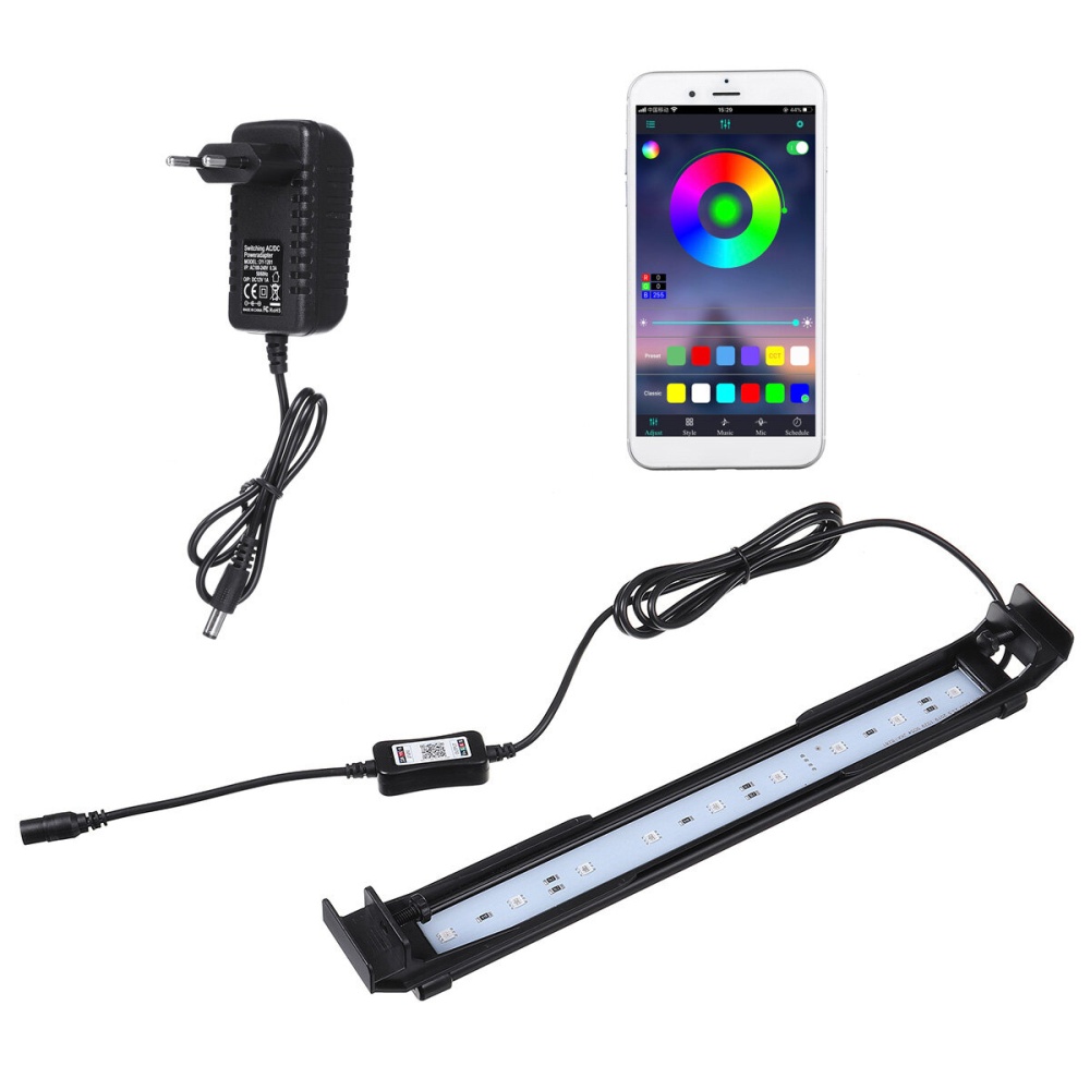 Dimmable 32CM 10W bluetooth APP Controlled RGB LED Aquarium Lighting Adjustable Top Light Suitable for Aquarium/Fish Tank - EU Plug