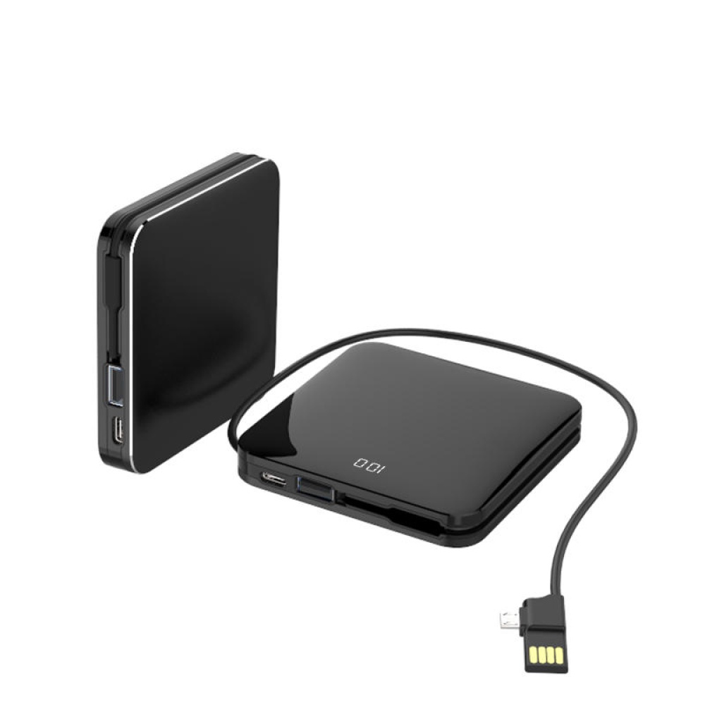 Qi Wireless Charger Power Bank 10000mAh Dual USB 2.1A Fast Charging with Cable - Black - Image 2