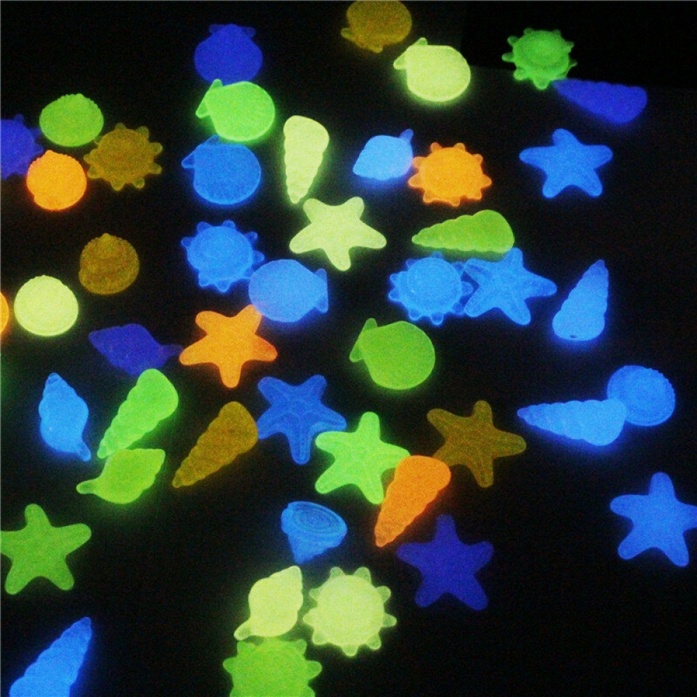 80pcs/pack Luminous Pebbles Aquarium Decorative Glow Stones Marine Life Seashells Starfish Fish Tanks Decoration Garden Ornament - Image 2