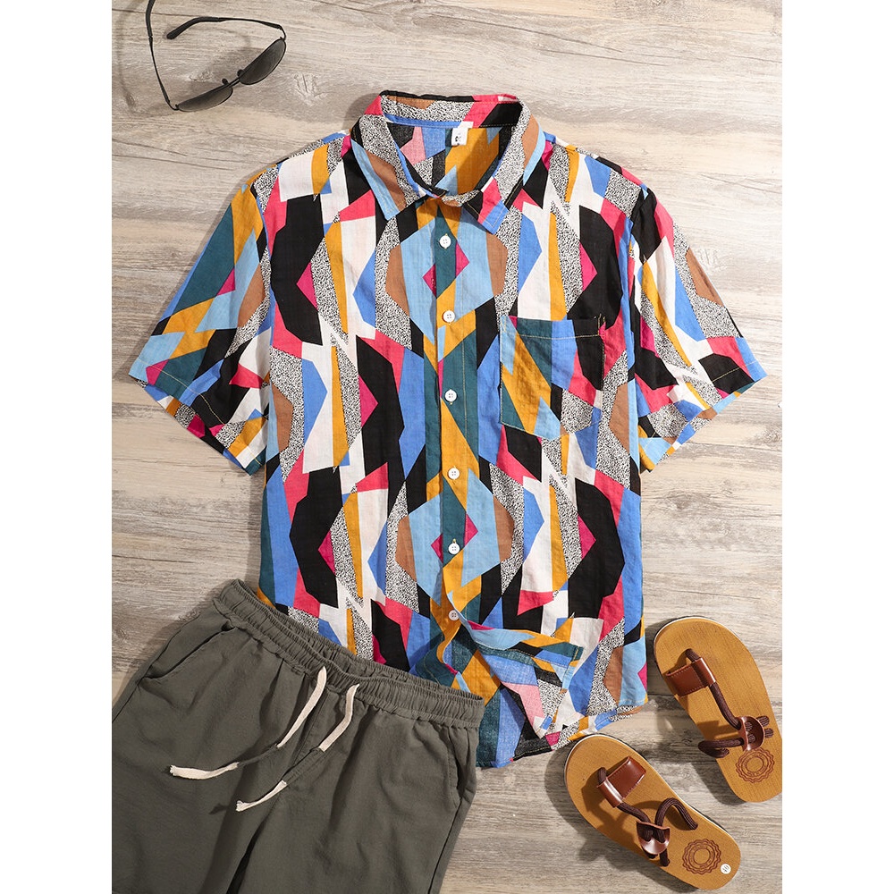 Mens Short Sleeve New Fahion Casual Shirts - 2XL Green