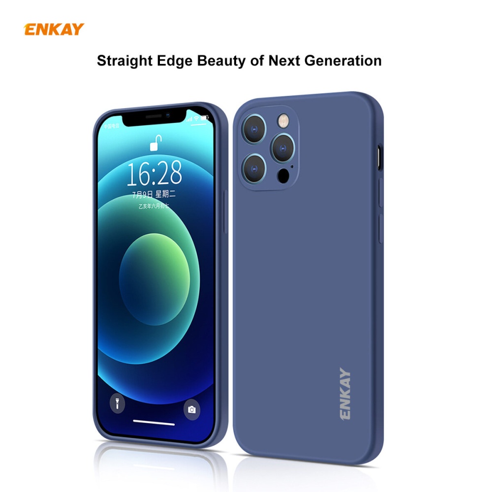 Enkay 2-in-1 for iPhone 12 Pro Accessories Shockproof with Lens Protector Soft Liquid Silicone Rubber Protective Case + 9H Full Glue Full Coverage Te - Image 2