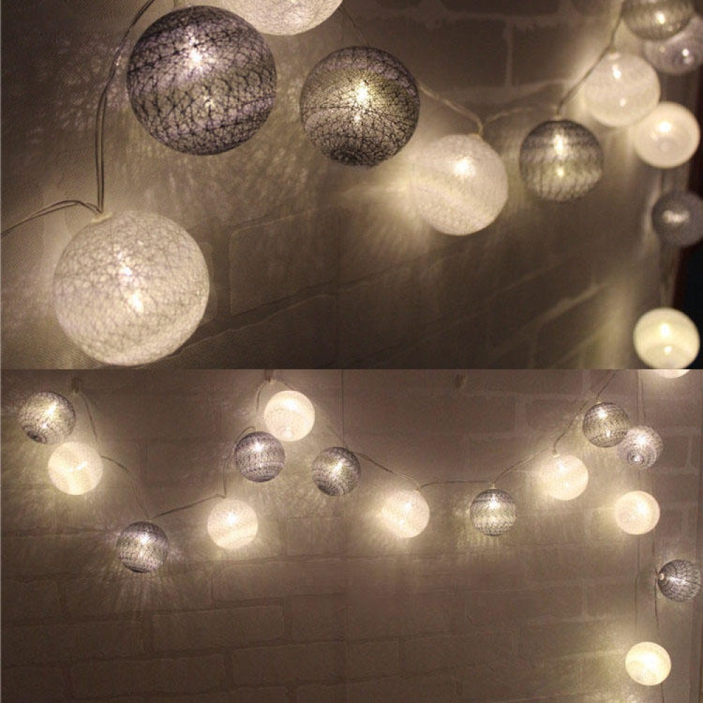 3.3M 20LED Grey Cotton Ball String Lights LED Fairy Lights for Festival - Image 2