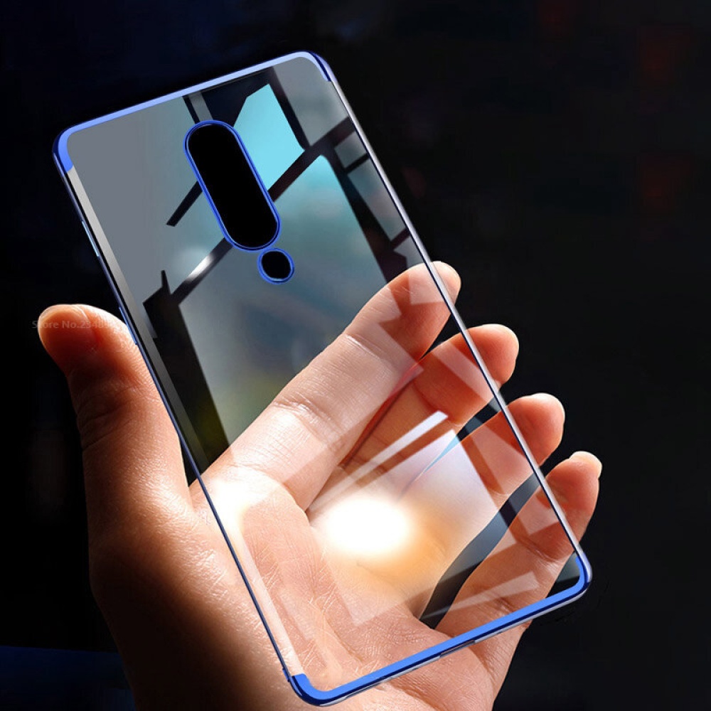 Plating Shockproof Transparent Soft TPU Protective Case for OnePlus 8 - Black - Image 2