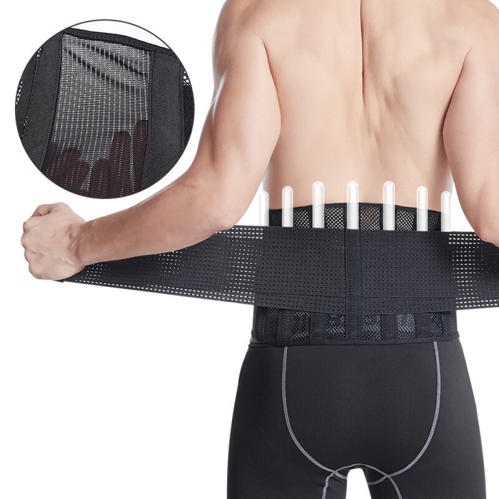 Adjustable Sport Protection Waist Support Belt Medical Double Banded Lumbar Back Brace Fitness Belt Waist Trainer - Black S - Image 2