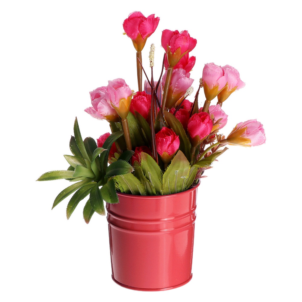 Mini Flower Pot Hanging Balcony Garden Planter Metal Hook Iron Bucket Decoration - Pink