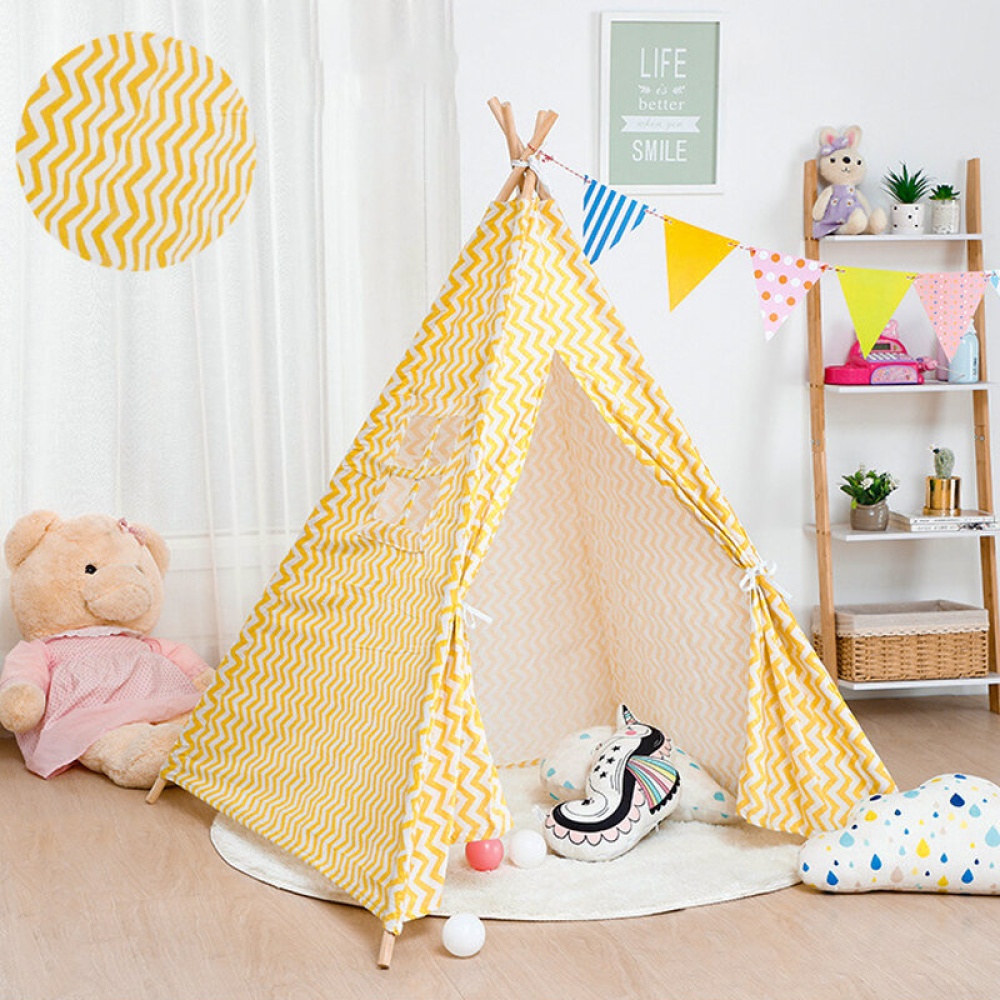 Children's Tent Portable Kids Playhouse Game Toys Storage Tent Home Garden - Yellow M - Image 2