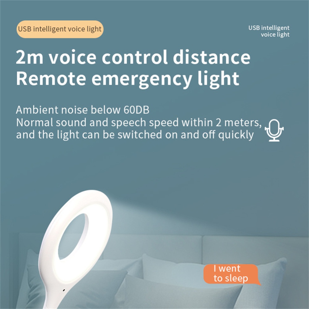 Mini Portable Led Night Light Smart Voice Control 360-degree Rotation Usb Decorative Lamp White - Image 3